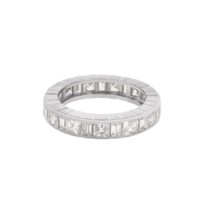 925 Princess Cut Eternity Band by Lauren G Adams: white metal ring with princess-cut stones on Tampa Home & Garden Store