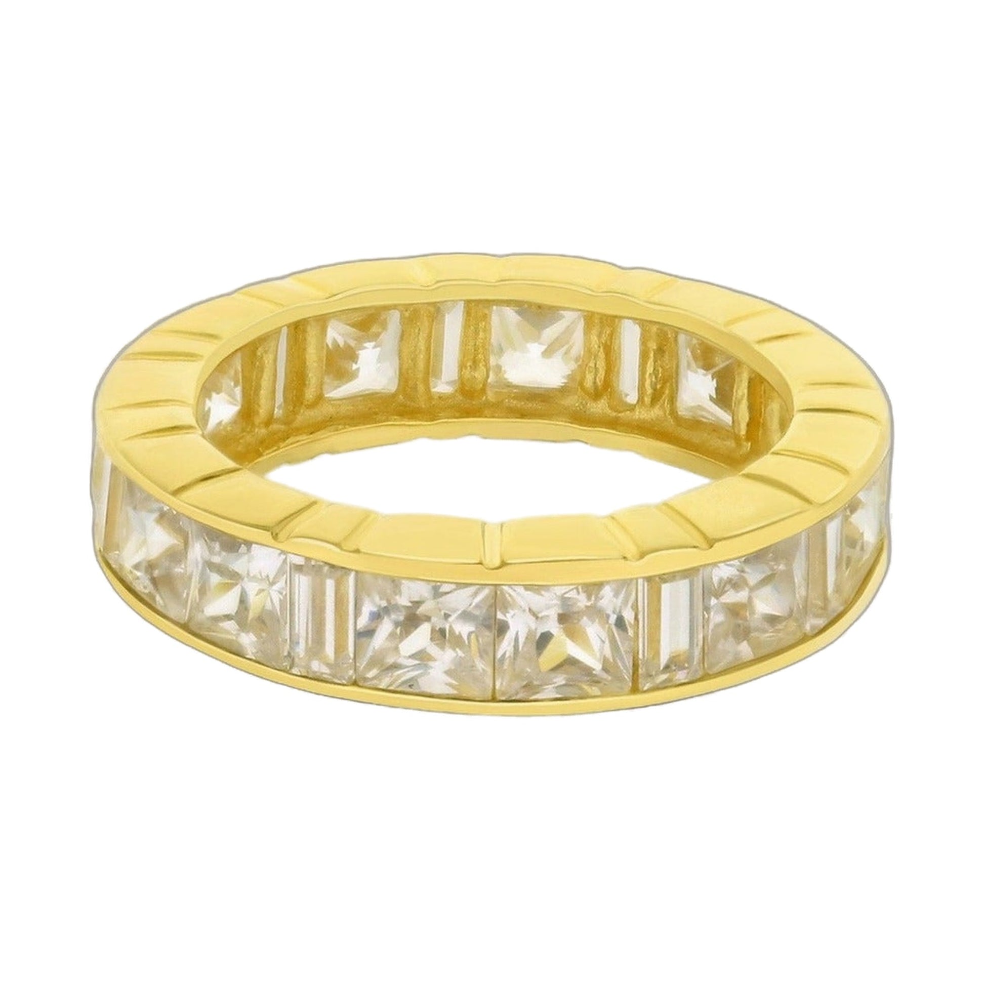 925 Princess Cut Eternity Band gold-tone ring by Lauren G Adams with clear stones on Tampa Home & Garden Store