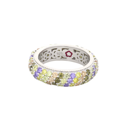 Glamour Pave .925 Ring by Lauren G Adams, triple-row domed band with multicolor pave gems on Tampa Home & Garden Store