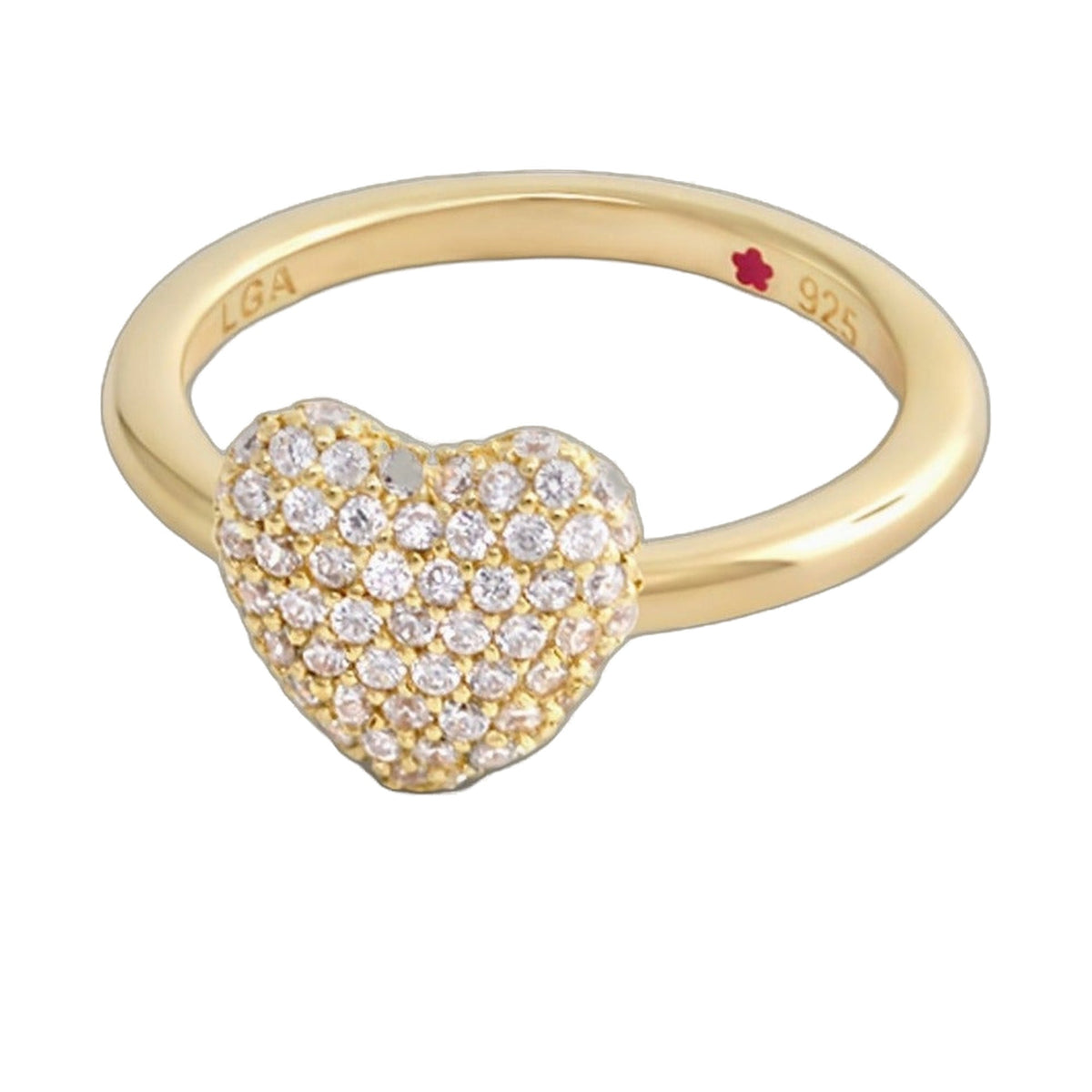 Layers of Love .925 Ring by Lauren G Adams, gold stackable ring with pavé heart diamonds on Tampa Home & Garden Store