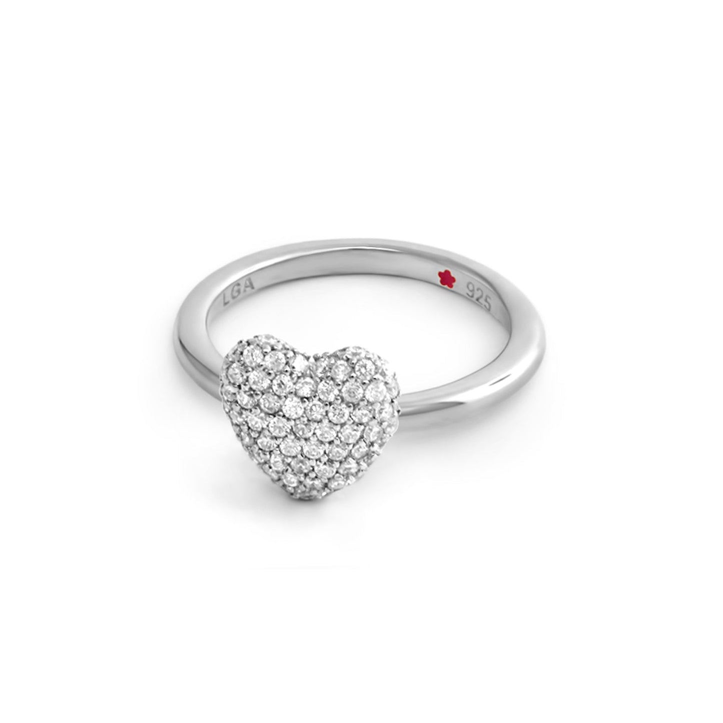 Layers of Love .925 Ring, stackable heart pave diamond cluster in sterling silver LGA on Tampa Home & Garden Store