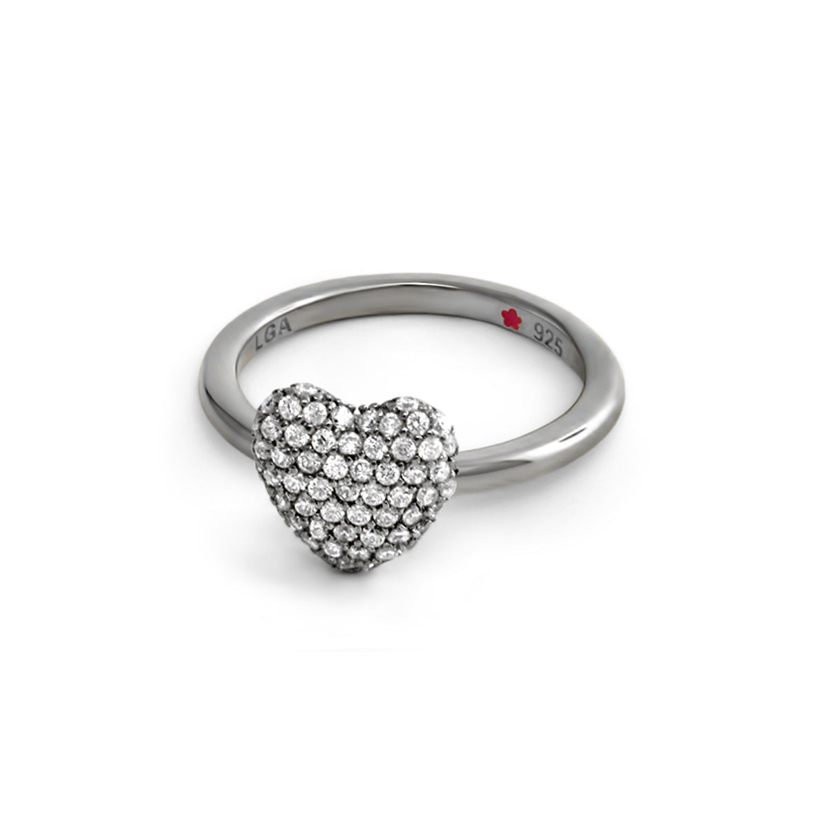 Layers of Love .925 ring by Lauren G Adams, stackable sterling silver with pavé diamond heart on Tampa Home & Garden Store