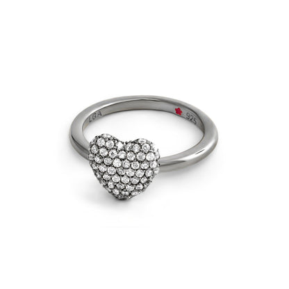 Layers of Love .925 ring by Lauren G Adams, stackable sterling silver with pavé diamond heart on Tampa Home & Garden Store