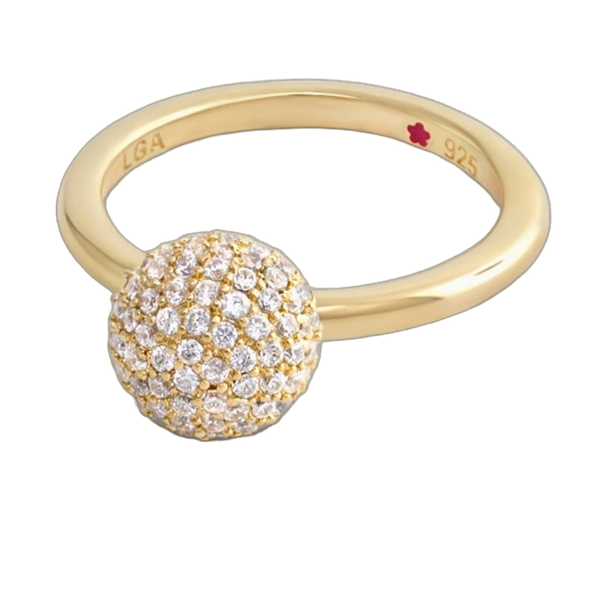 Layers of Love Stackable Ring by Lauren G Adams, gold band with pavé diamond ball on Tampa Home & Garden Store