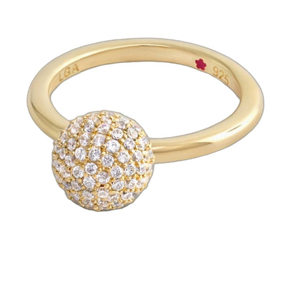 Layers of Love Stackable Ring by Lauren G Adams, gold band with pavé diamond ball on Tampa Home & Garden Store