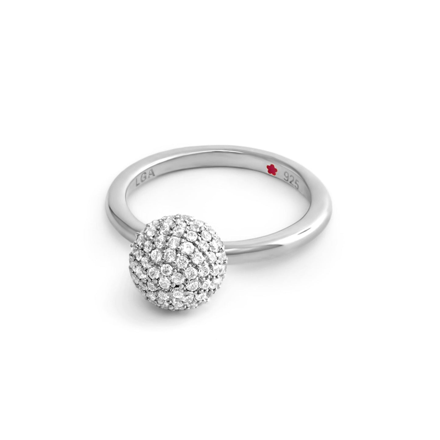 Layers of Love Stackable Ring, sterling silver band with pavé ball on Tampa Home & Garden Store