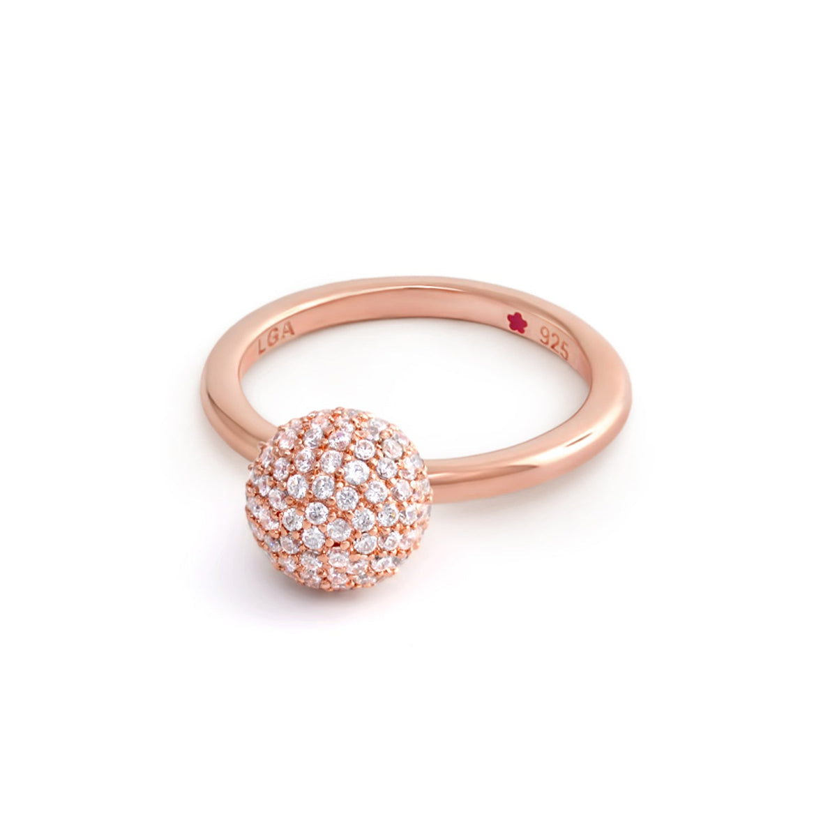 Layers of Love Stackable Ring rose gold with pavé diamond ball centerpiece by Lauren G Adams on Tampa Home & Garden Store
