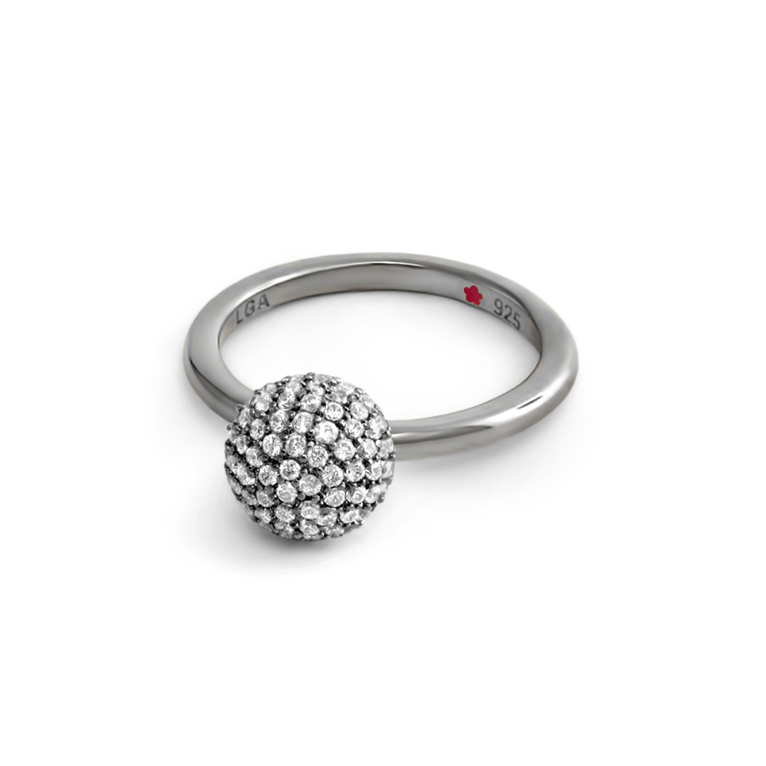 Layers of Love Stackable Ring by Lauren G Adams, silver band with pave diamond ball on Tampa Home & Garden Store