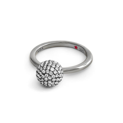 Layers of Love Stackable Ring by Lauren G Adams, silver band with pave diamond ball on Tampa Home & Garden Store