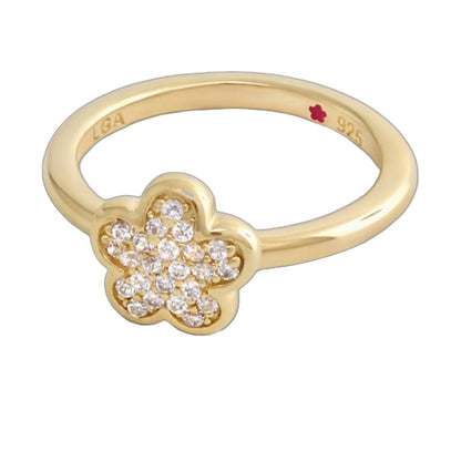Layers of Love Pavé Flower stackable ring in gold with diamond flower accents Lauren G Adams on Tampa Home & Garden Store