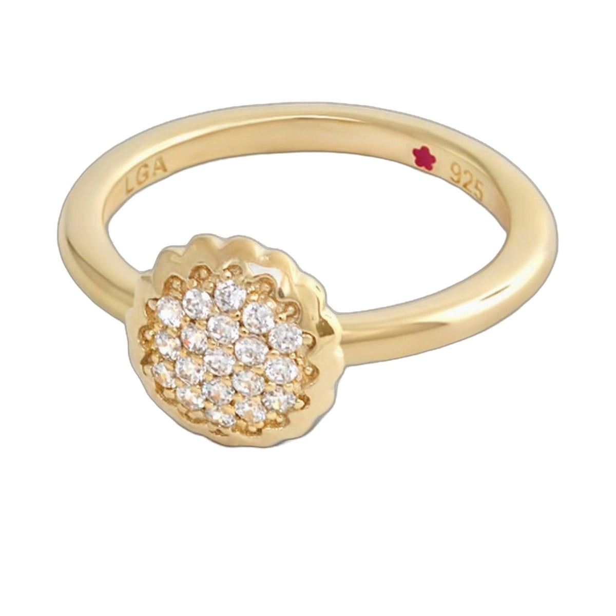 Layers of Love Stackable Ring — Pavé Disc, gold-tone band with diamond flower centerpiece, Lauren G Adams on Tampa Home & Garden Store