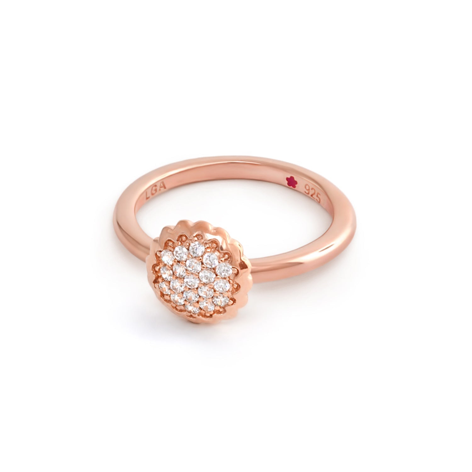Stackable ring rose gold with pavé diamond disc cluster by Lauren G Adams on Tampa Home & Garden Store