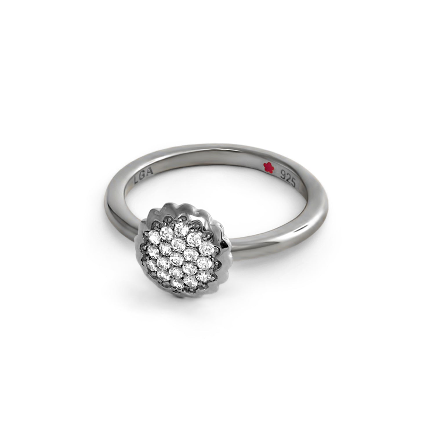 Layers of Love Stackable Ring Pavé Disc in silver with diamond cluster by LGA on Tampa Home & Garden Store