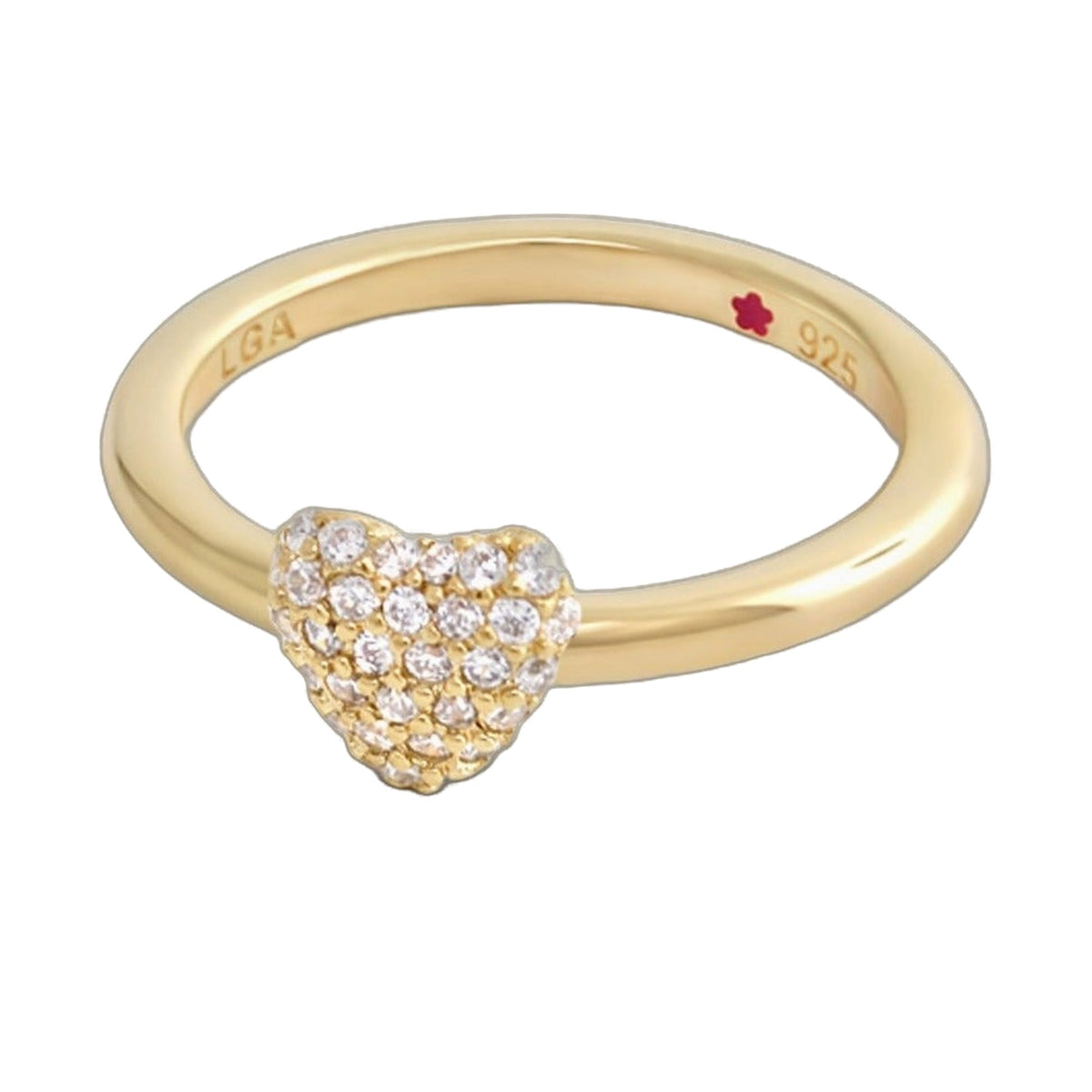 Layers of Love Pavé Heart stackable ring in yellow gold with pavé heart centerpiece LGA on Tampa Home & Garden Store