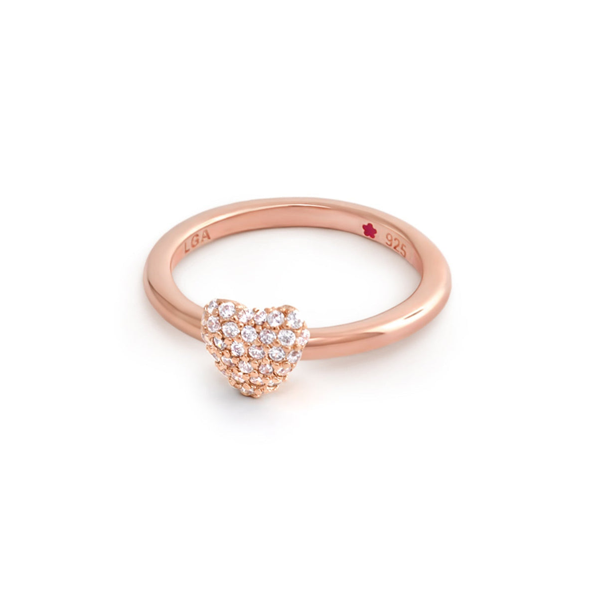 Stackable ring Layers of Love Pavé Heart by Lauren G Adams, rose gold with pavé crystals on Tampa Home & Garden Store