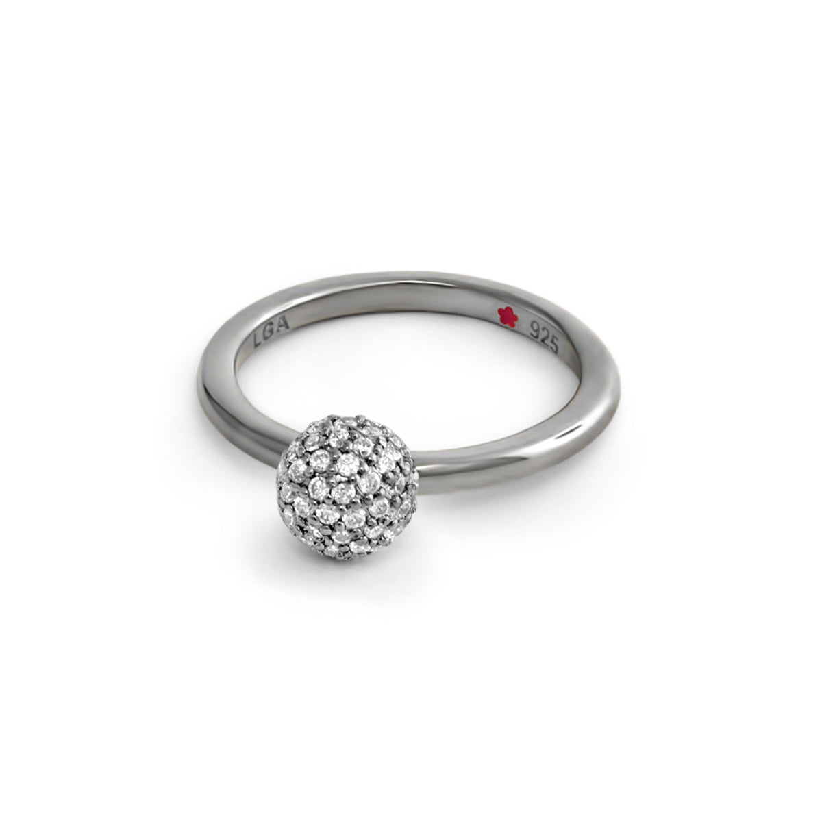Layers of Love Stackable Ring by Lauren G Adams, sterling silver band with pave ball on Tampa Home & Garden Store