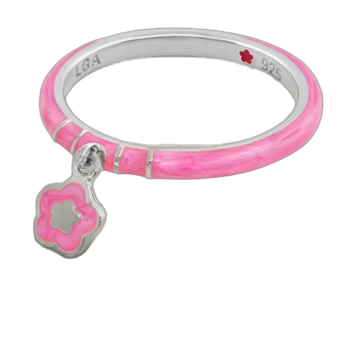 Layers of Love stackable ring pink enamel with flower charm by Lauren G Adams on Tampa Home & Garden Store