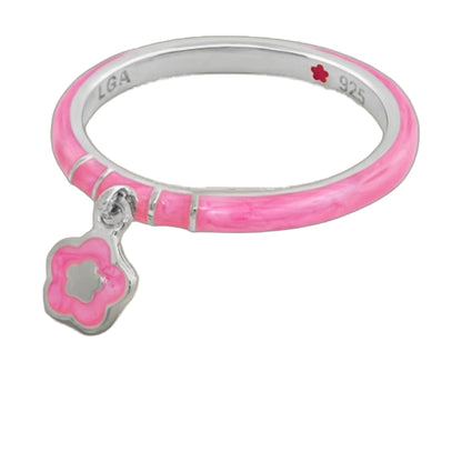 Layers of Love Stackable Ring Flower Charm pink enamel band with 925 Lauren G Adams on Tampa Home & Garden Store
