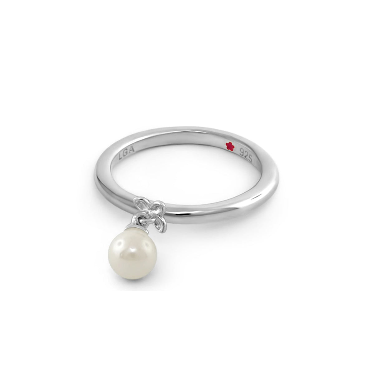 Layers of Love Stackable Ring Single Dangle with pearl drop charm in sterling silver LGA on Tampa Home & Garden Store