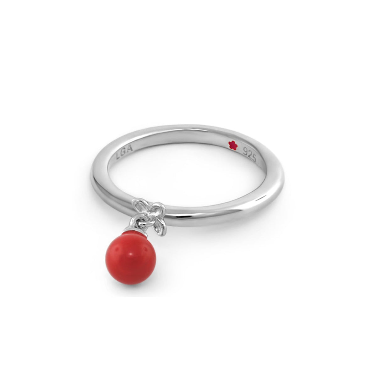Layers of Love Stackable Ring — Single Dangle, sterling silver with red bead by Lauren G Adams on Tampa Home & Garden Store