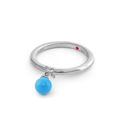 Layers of Love Stackable Ring Single Dangle with blue bead charm on polished silver band LGA on Tampa Home & Garden Store