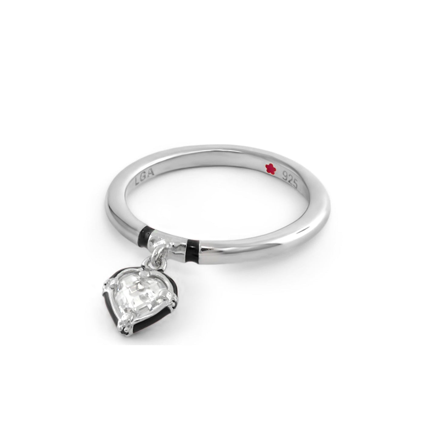Stackable ring by Lauren G Adams, 925 sterling silver with heart charm pendant on Tampa Home & Garden Store