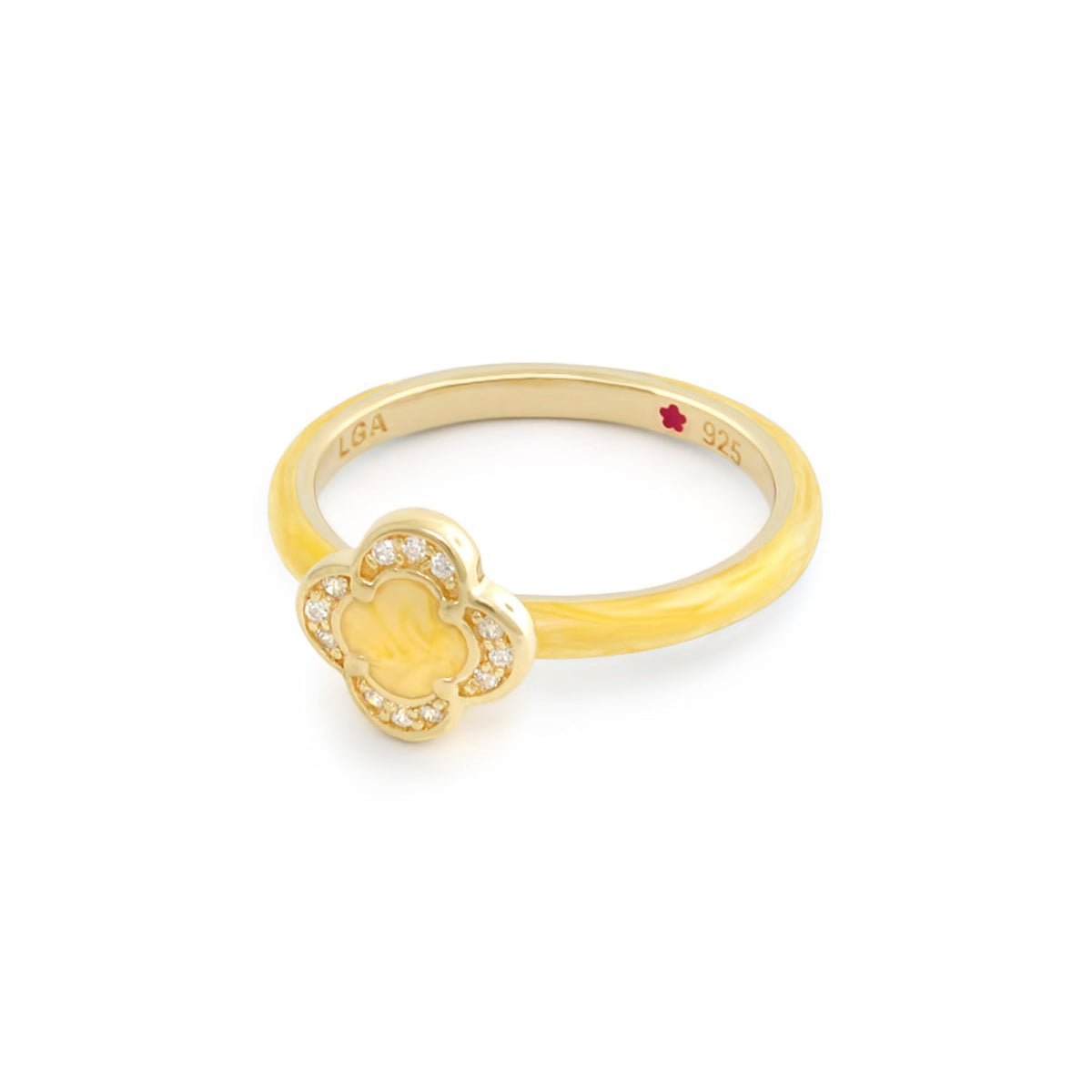 Layers of Love Open Clover stackable ring by Lauren G Adams in gold tone with pave crystals on Tampa Home & Garden Store