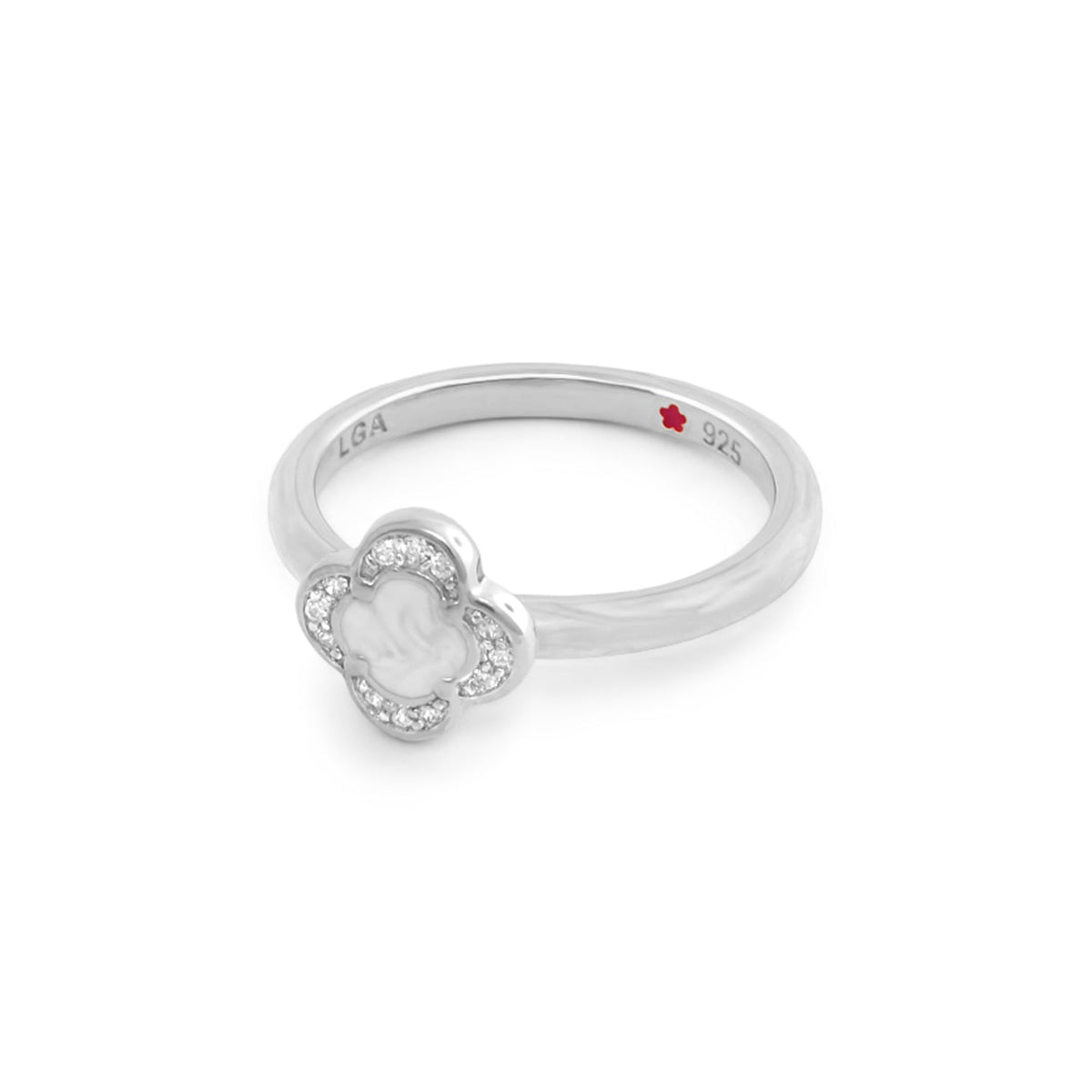 Layers of Love Stackable Ring Open Clover, silver 925 with pavé crystals, LGA mark on Tampa Home & Garden Store
