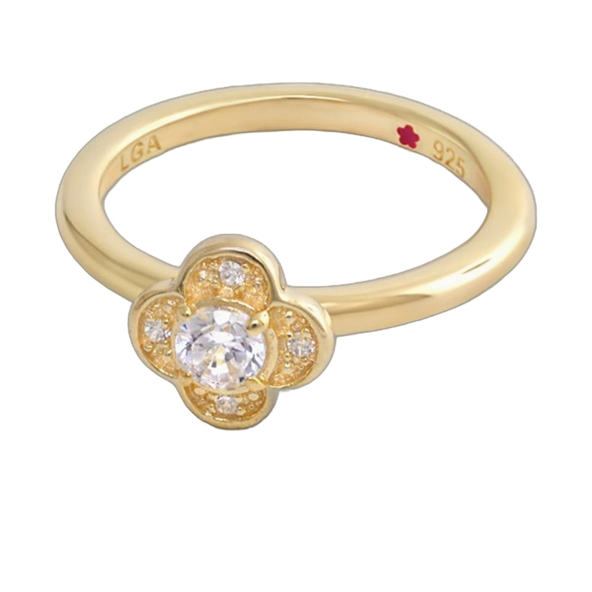 Layers of Love Pavé Clover stackable ring by Lauren G Adams in gold with pavé diamonds on Tampa Home & Garden Store