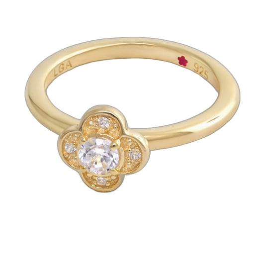 Layers of Love Pavé Clover stackable ring by Lauren G Adams in gold with pavé diamonds on Tampa Home & Garden Store