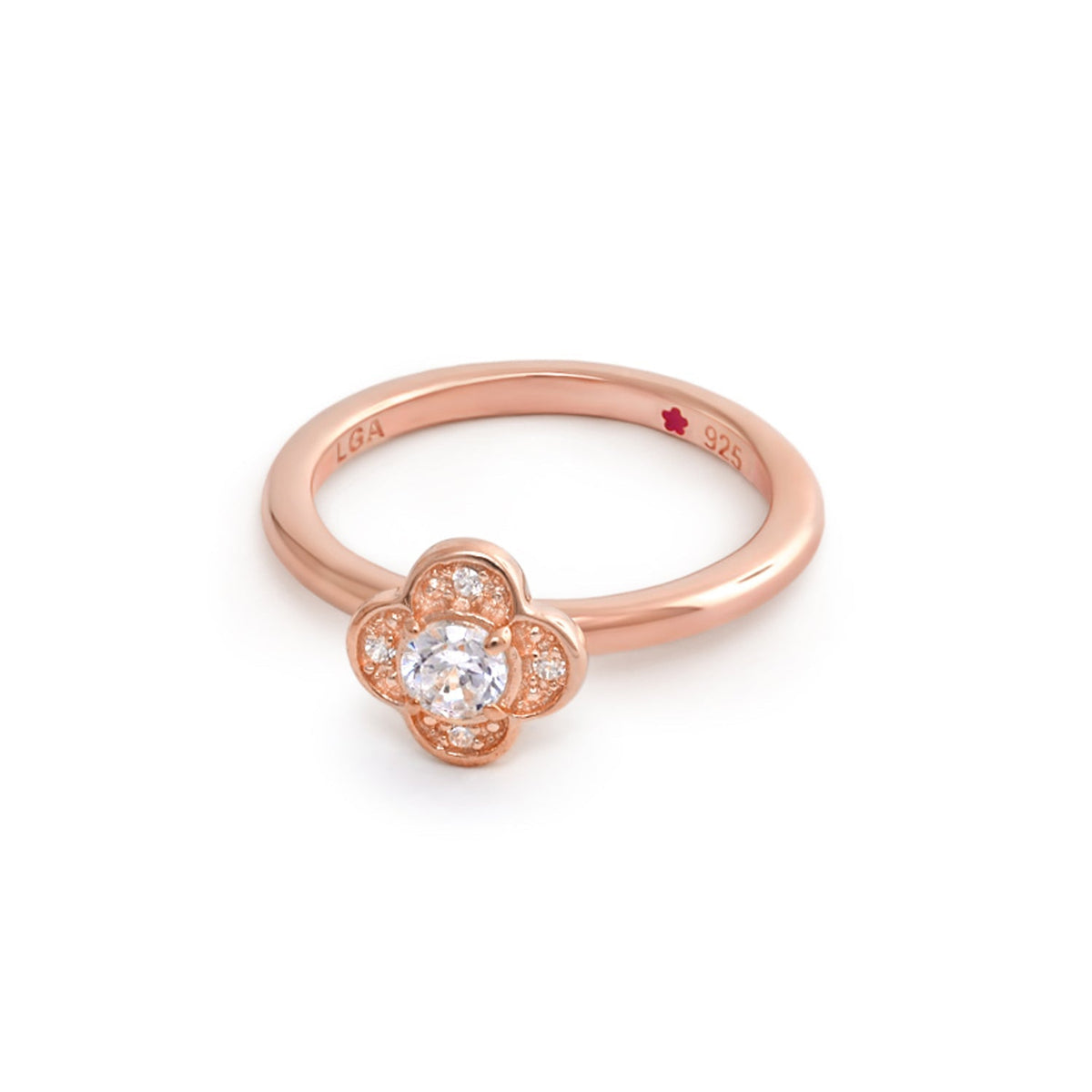 Layers of Love Stackable Ring — Pavé Clover by Lauren G Adams, rose gold with pavé floral center on Tampa Home & Garden Store