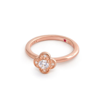 Layers of Love Stackable Ring — Pavé Clover by Lauren G Adams, rose gold with pavé floral center on Tampa Home & Garden Store