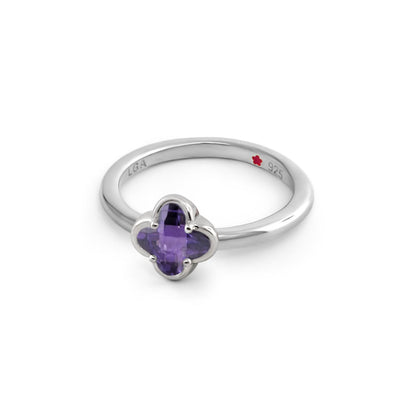 Layers of Love Stackable Ring - purple four-leaf clover gemstone in sterling silver band on Tampa Home & Garden Store