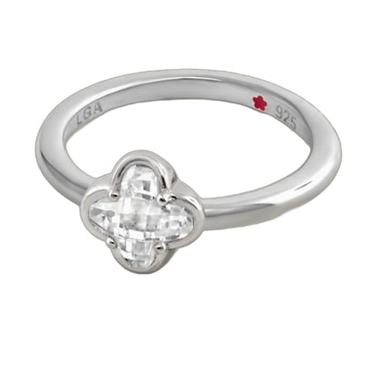 Layers of Love Stackable Ring Faceted Clover by Lauren G Adams silver ring with clear stone on Tampa Home & Garden Store
