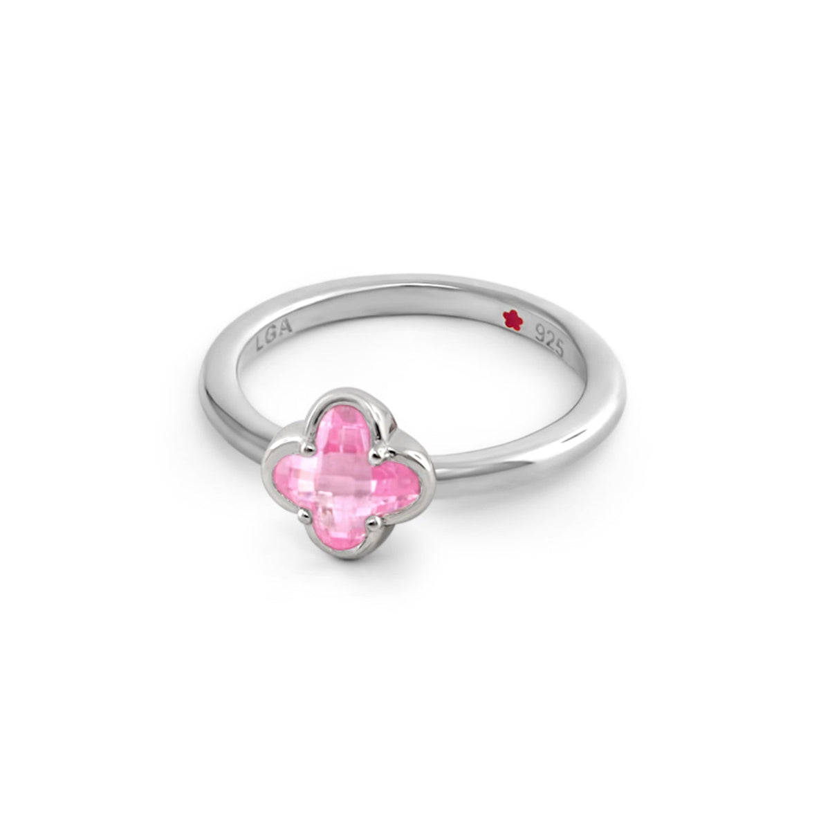 Layers of Love Stackable Ring with pink Clover on sterling silver by Lauren G Adams on Tampa Home & Garden Store