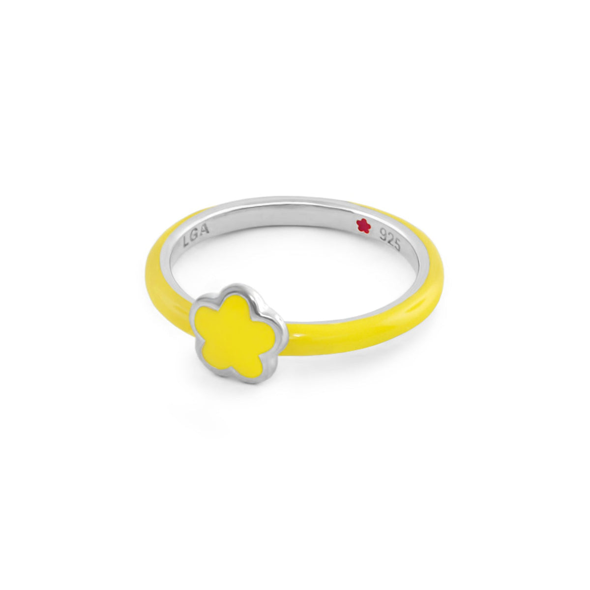 Stackable ring with yellow enamel flower on a 925 sterling silver band by Lauren G Adams on Tampa Home & Garden Store
