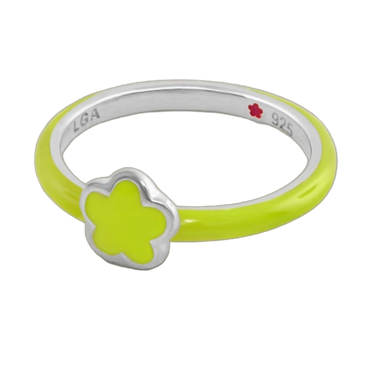 Layers of Love stackable ring with lime enamel flower on sterling silver band by Lauren G Adams on Tampa Home & Garden Store