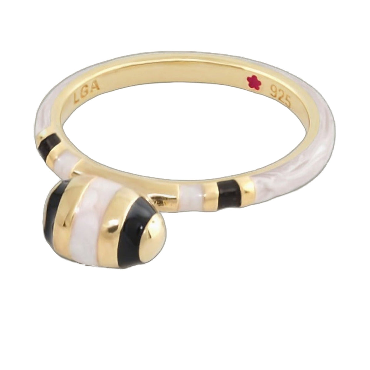 Layers Of Love Stackable Ring by Lauren G Adams, gold-tone band with marbled white inlay on Tampa Home & Garden Store