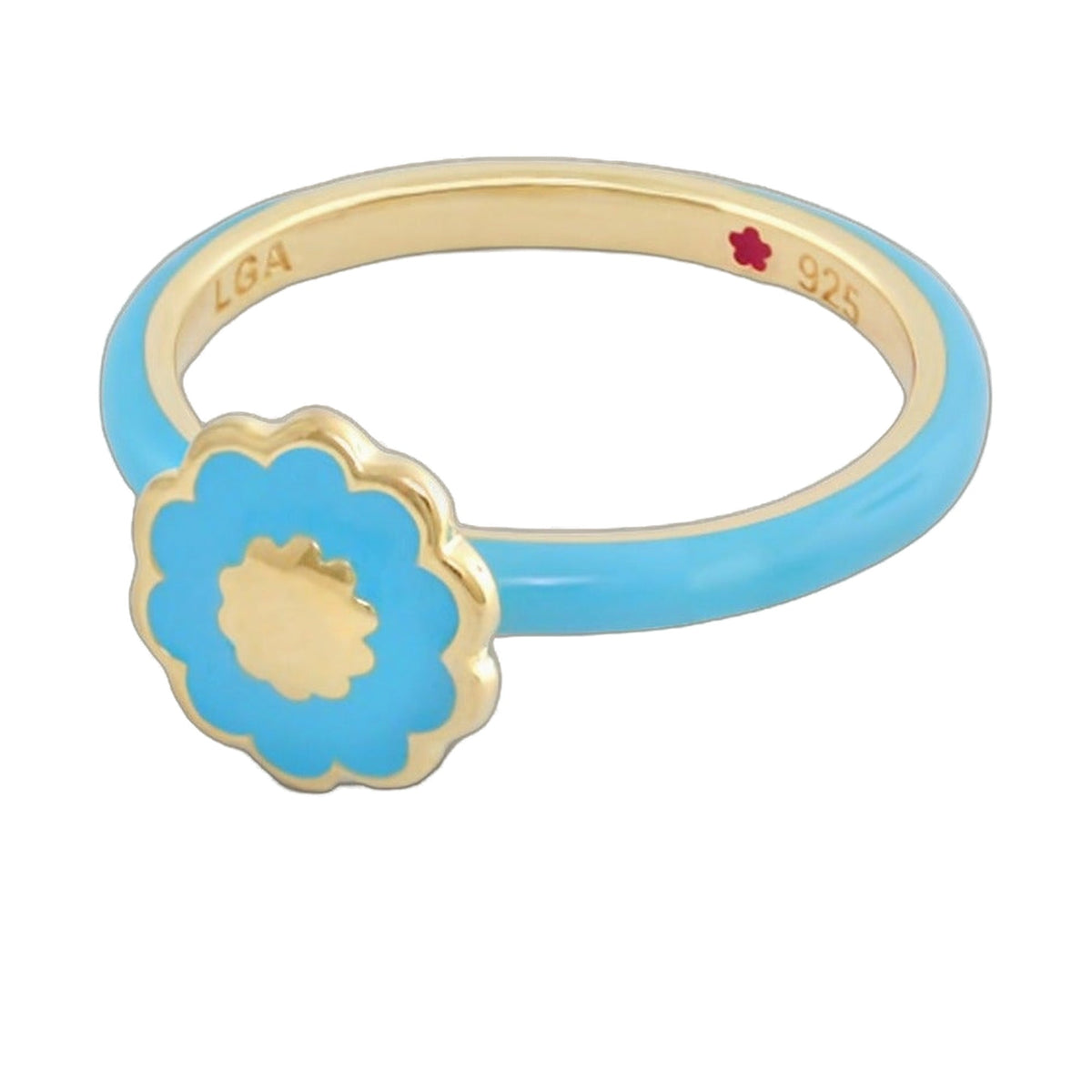Layers of Love Stackable Ring - scalloped blue enamel flower on a gold band by Lauren G Adams on Tampa Home & Garden Store