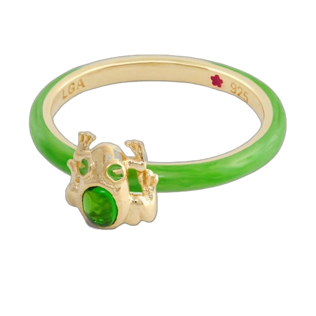 Layers Of Love stackable ring by Lauren G Adams with green enamel band and gold crown detail 925 on Tampa Home & Garden Store