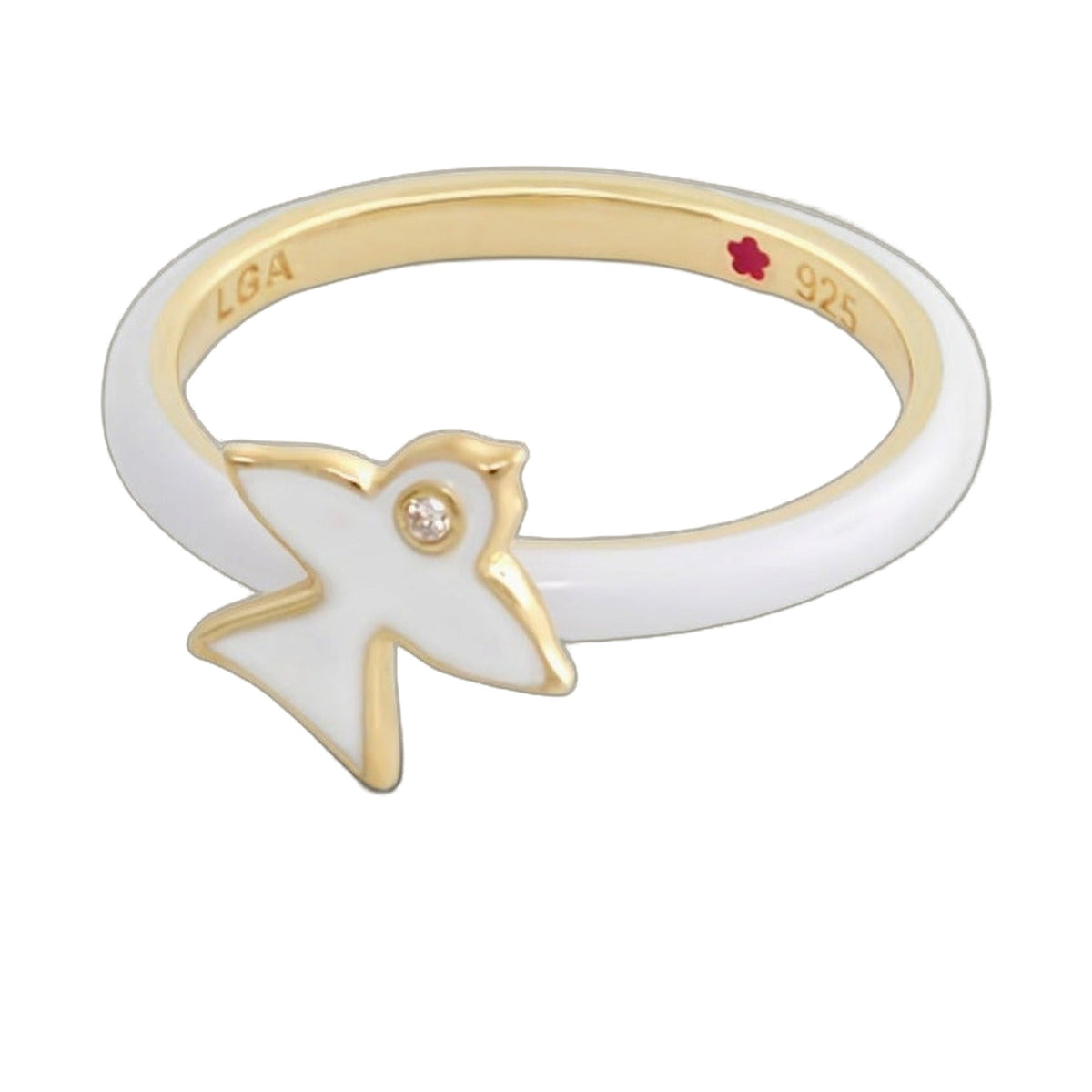 Layers Of Love Dove Stackable Ring white enamel with gold trim by Lauren G Adams on Tampa Home & Garden Store