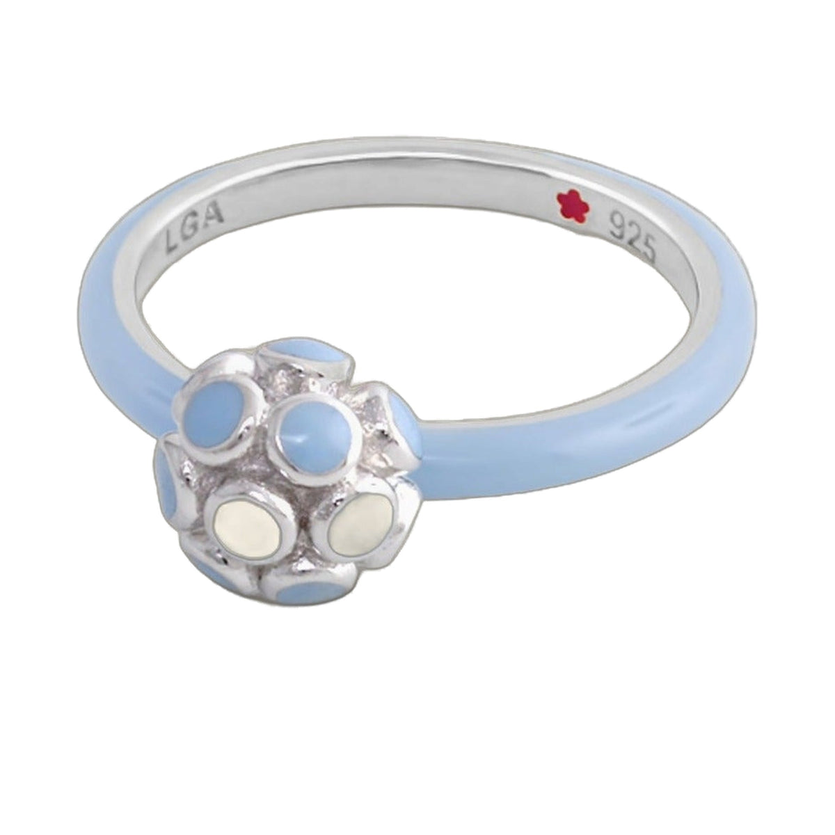 Layers of Love Stackable Ring blue enamel band with blue flower cluster Lauren G Adams 925 on Tampa Home & Garden Store