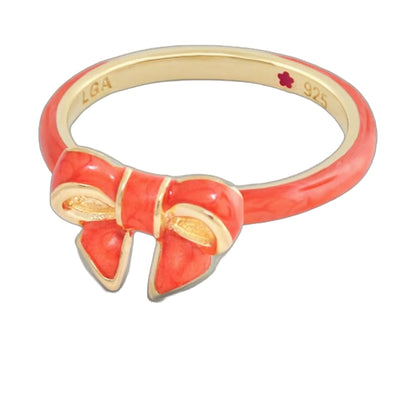 Layers of Love stackable ring orange bow by Lauren G Adams, gold-tone finish with orange enamel on Tampa Home & Garden Store