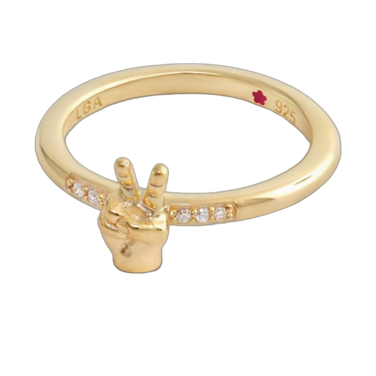 Layers Of Love Stackable Ring by Lauren G Adams, gold tone band with pave crystal bow on Tampa Home & Garden Store