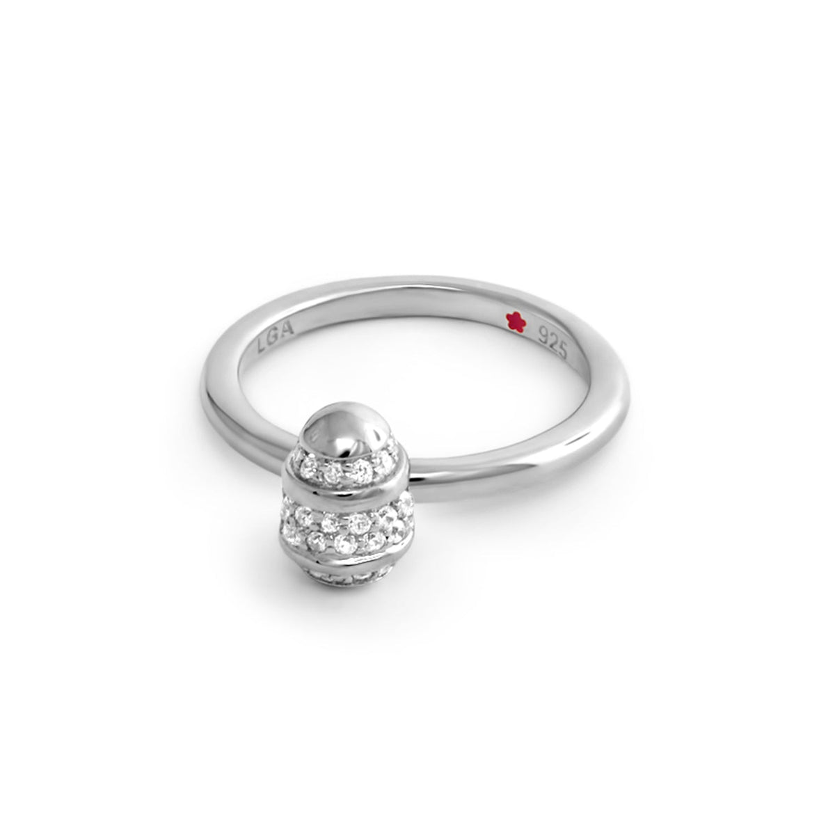 Layers of Love Stackable Ring — Ribbed Pavé Bead, sterling silver by Lauren G Adams with pavé crystals on Tampa Home & Garden Store