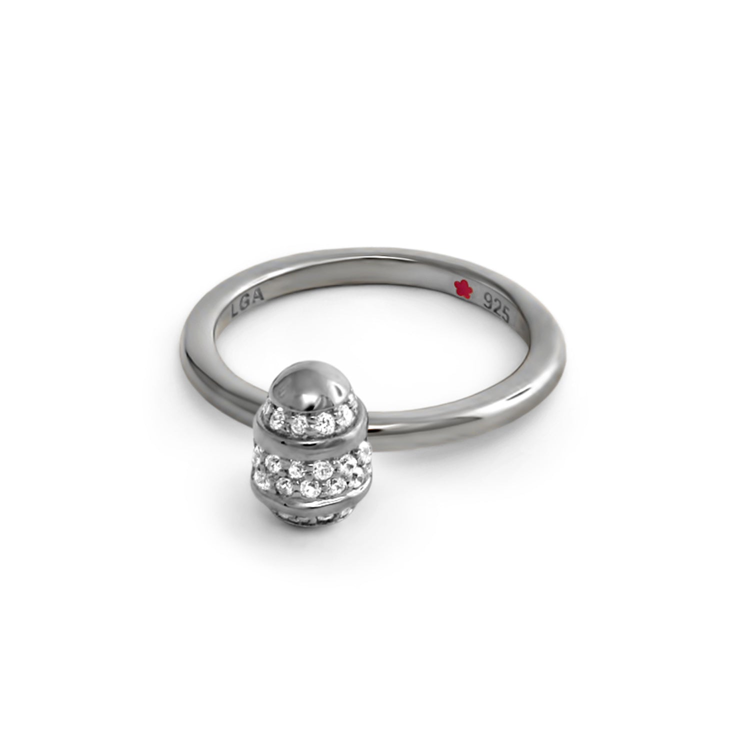 Layers of Love stackable ring by Lauren G Adams with ribbed pave bead in sterling silver 925 on Tampa Home & Garden Store