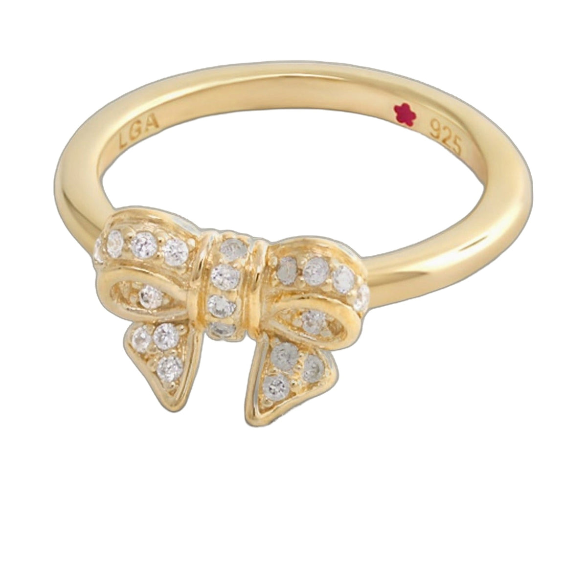 Layers Of Love stackable ring by LGA, yellow gold band with pavé diamond bow centerpiece on Tampa Home & Garden Store