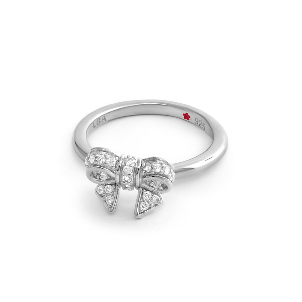 Layers Of Love Stackable Ring by Lauren G Adams, silver 925 with crystal bow charm on Tampa Home & Garden Store