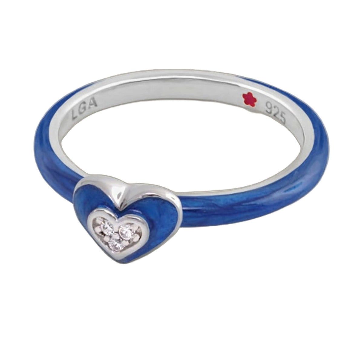 Layers of Love Stackable Ring Framed Heart blue enamel band with crystal heart charm by Lauren G Adams on Tampa Home & Garden Store