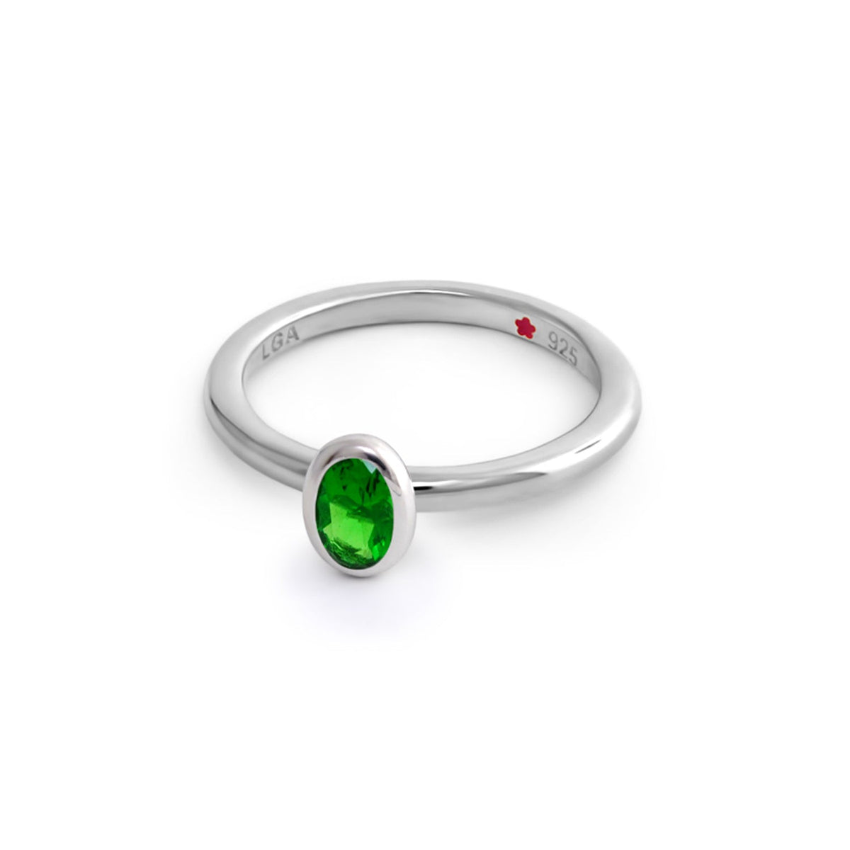 Layers of Love Stackable Ring — Oval Bezel in sterling silver with emerald-green gemstone on Tampa Home & Garden Store